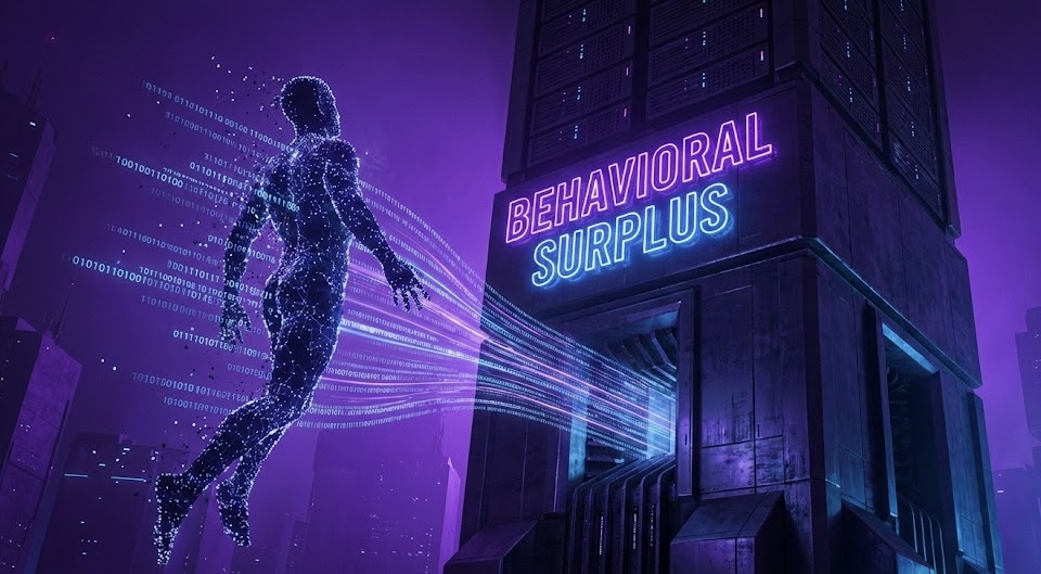 A human mind fracturing into binary code